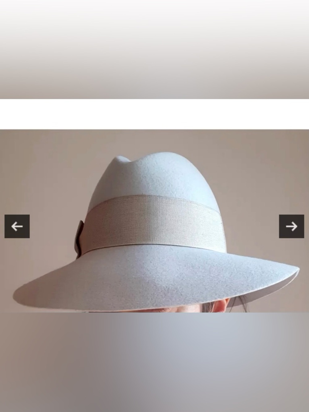Patrizia Pepe Wide Brim Wool Felt Fedora in Light Gray with Beige Band